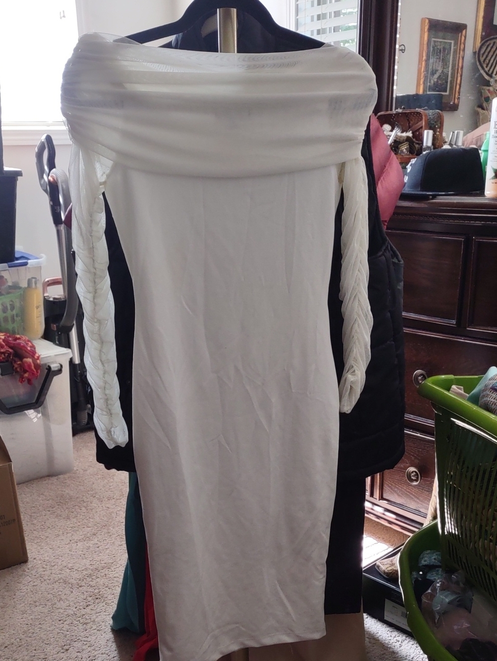 FASHION NOVA_Mesh Off-Shoulder Drapery Bodycon Dress - Picture 9 of 10